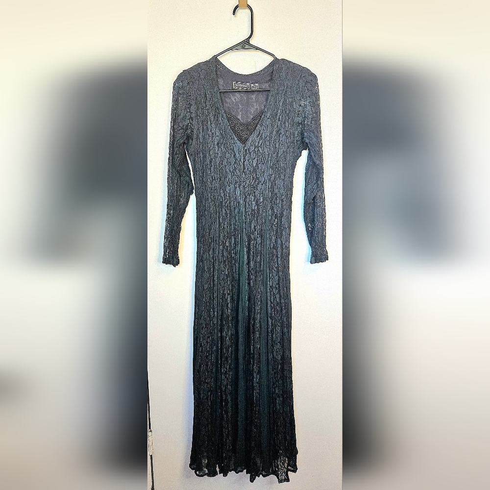 43. Nostalgia Vintage 90's Black Lace Dress- Goth Punk Witch